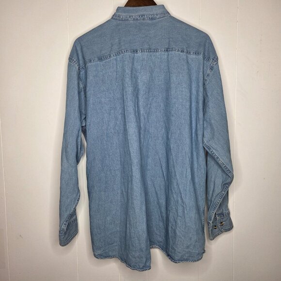 Outrageous Sports Mens Demin Horse Embroidered Button Up Top Size L Western - Picture 3 of 8